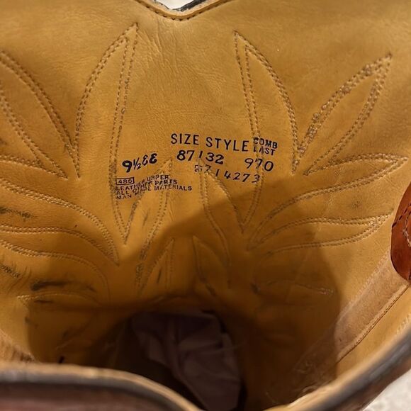 Comb Last Cognac Cowboy Boots sz 9-1/2 EE main image 9